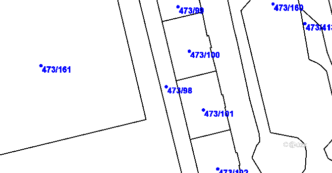 Parcela st. 473/98 v KÚ Veleslavín, Katastrální mapa