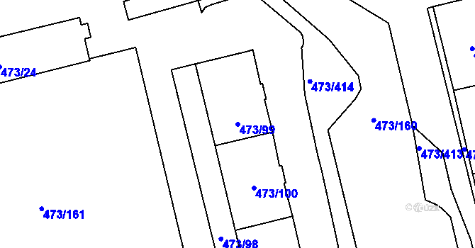 Parcela st. 473/99 v KÚ Veleslavín, Katastrální mapa