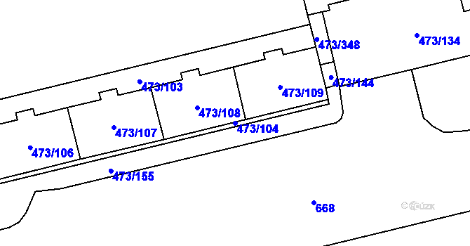 Parcela st. 473/104 v KÚ Veleslavín, Katastrální mapa