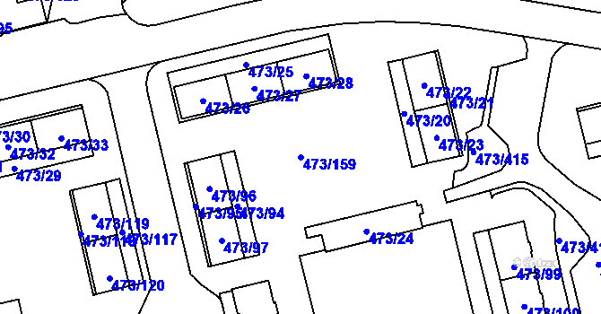 Parcela st. 473/159 v KÚ Veleslavín, Katastrální mapa