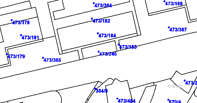Parcela st. 473/245 v KÚ Veleslavín, Katastrální mapa