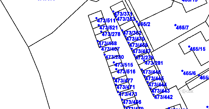 Parcela st. 473/280 v KÚ Veleslavín, Katastrální mapa