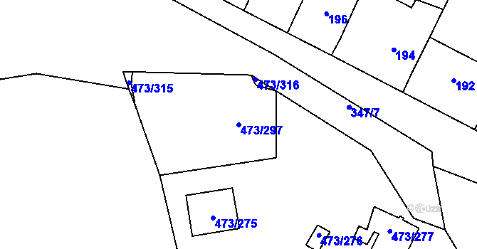 Parcela st. 473/297 v KÚ Veleslavín, Katastrální mapa