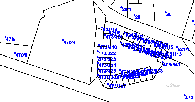Parcela st. 473/322 v KÚ Veleslavín, Katastrální mapa