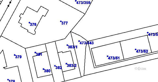 Parcela st. 473/343 v KÚ Veleslavín, Katastrální mapa