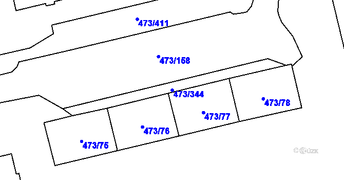 Parcela st. 473/344 v KÚ Veleslavín, Katastrální mapa