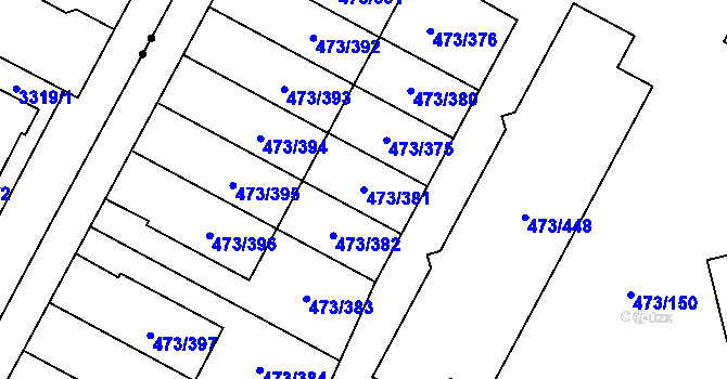 Parcela st. 473/381 v KÚ Veleslavín, Katastrální mapa