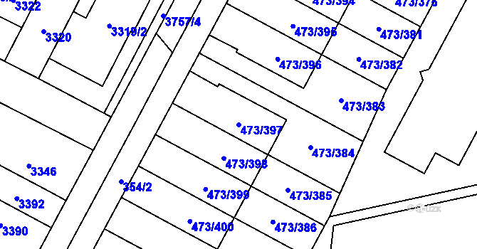 Parcela st. 473/397 v KÚ Veleslavín, Katastrální mapa