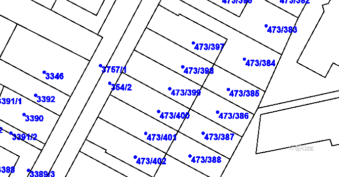 Parcela st. 473/399 v KÚ Veleslavín, Katastrální mapa