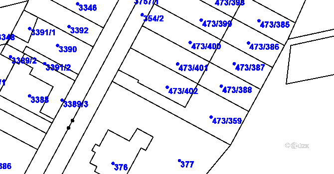 Parcela st. 473/402 v KÚ Veleslavín, Katastrální mapa