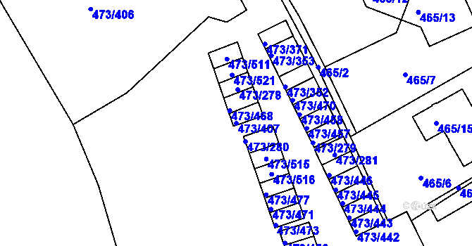 Parcela st. 473/407 v KÚ Veleslavín, Katastrální mapa
