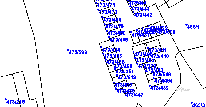 Parcela st. 473/435 v KÚ Veleslavín, Katastrální mapa
