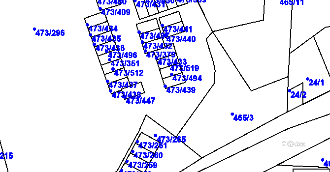 Parcela st. 473/439 v KÚ Veleslavín, Katastrální mapa