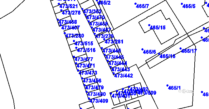 Parcela st. 473/445 v KÚ Veleslavín, Katastrální mapa