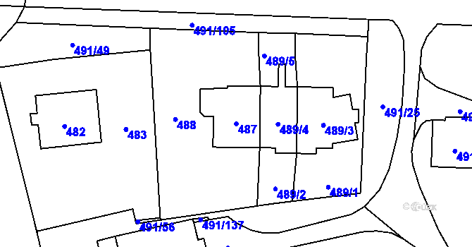 Parcela st. 487 v KÚ Veleslavín, Katastrální mapa