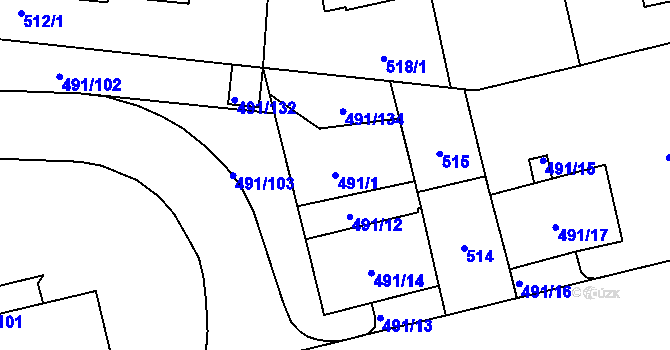Parcela st. 491/1 v KÚ Veleslavín, Katastrální mapa