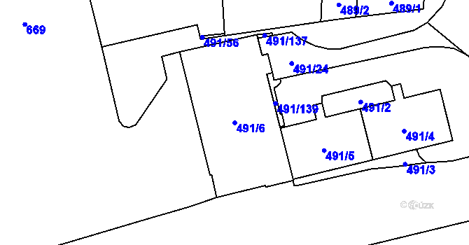 Parcela st. 491/6 v KÚ Veleslavín, Katastrální mapa