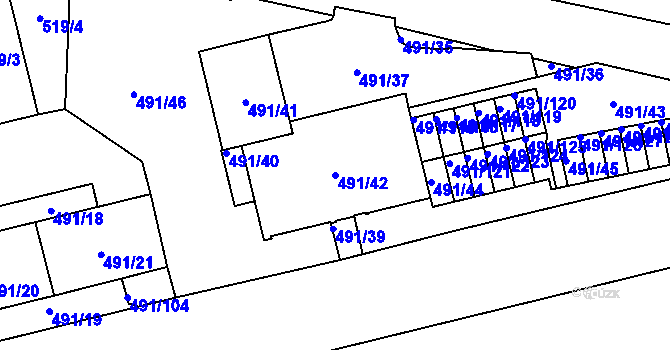 Parcela st. 491/42 v KÚ Veleslavín, Katastrální mapa