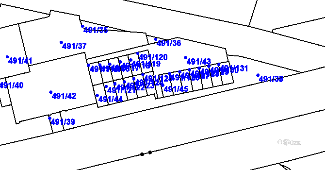 Parcela st. 491/45 v KÚ Veleslavín, Katastrální mapa