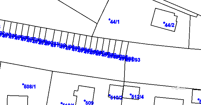 Parcela st. 491/89 v KÚ Veleslavín, Katastrální mapa