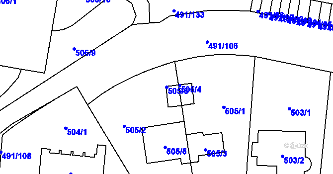 Parcela st. 505/6 v KÚ Veleslavín, Katastrální mapa