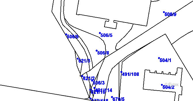 Parcela st. 506/8 v KÚ Veleslavín, Katastrální mapa