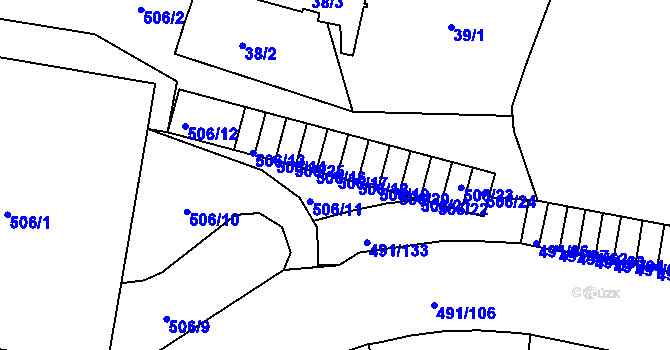 Parcela st. 506/17 v KÚ Veleslavín, Katastrální mapa