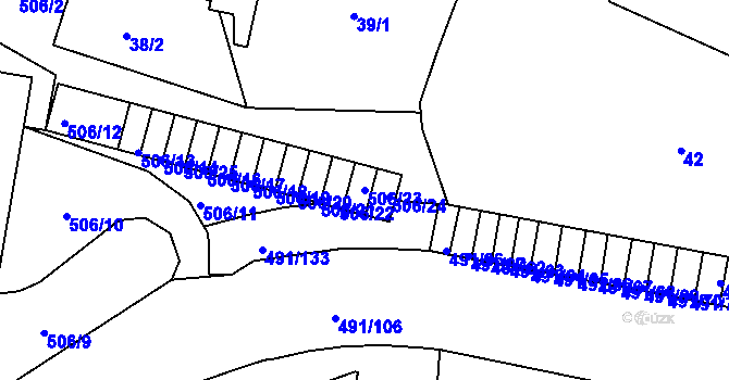 Parcela st. 506/23 v KÚ Veleslavín, Katastrální mapa