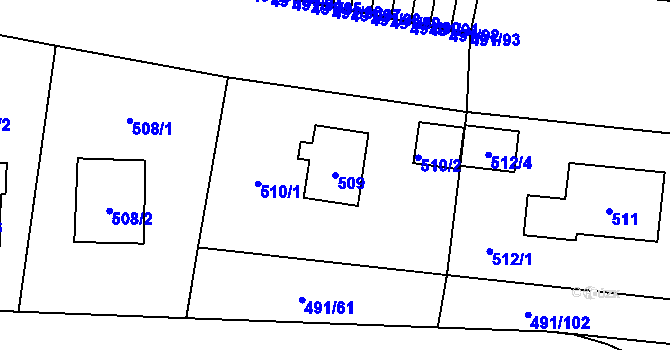 Parcela st. 509 v KÚ Veleslavín, Katastrální mapa
