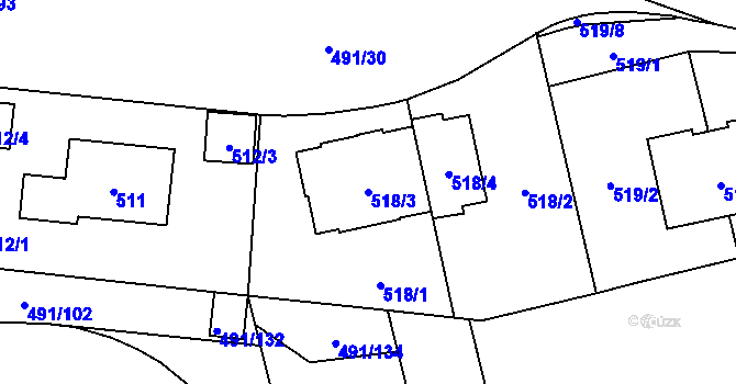 Parcela st. 518/3 v KÚ Veleslavín, Katastrální mapa