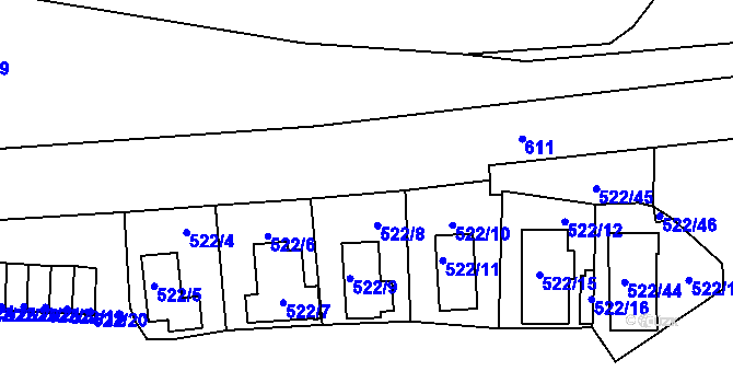Parcela st. 522/40 v KÚ Veleslavín, Katastrální mapa