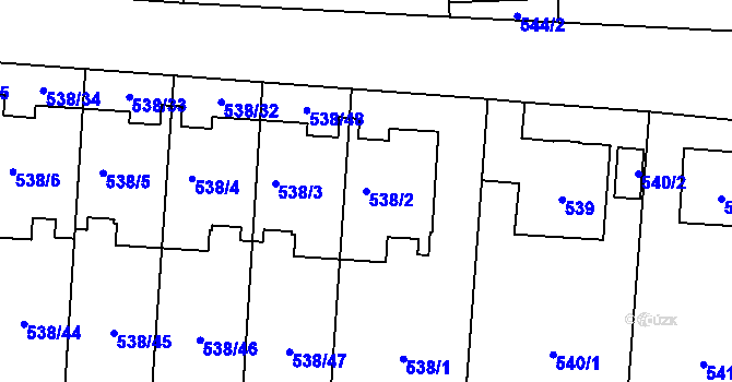 Parcela st. 538/2 v KÚ Veleslavín, Katastrální mapa