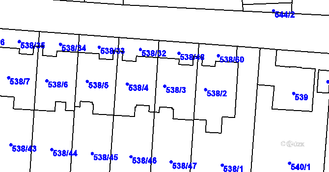 Parcela st. 538/3 v KÚ Veleslavín, Katastrální mapa