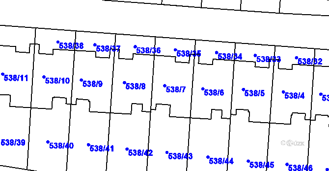 Parcela st. 538/7 v KÚ Veleslavín, Katastrální mapa