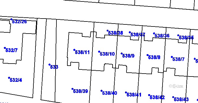 Parcela st. 538/10 v KÚ Veleslavín, Katastrální mapa
