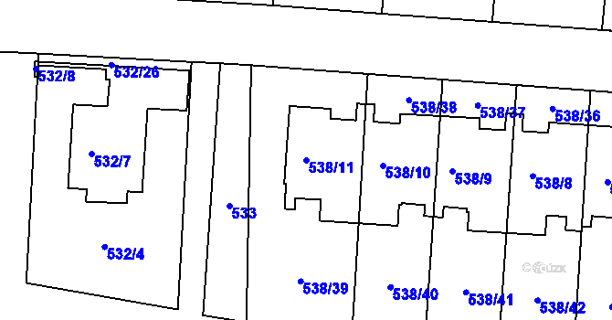 Parcela st. 538/11 v KÚ Veleslavín, Katastrální mapa
