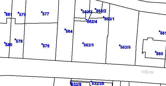 Parcela st. 562/1 v KÚ Veleslavín, Katastrální mapa