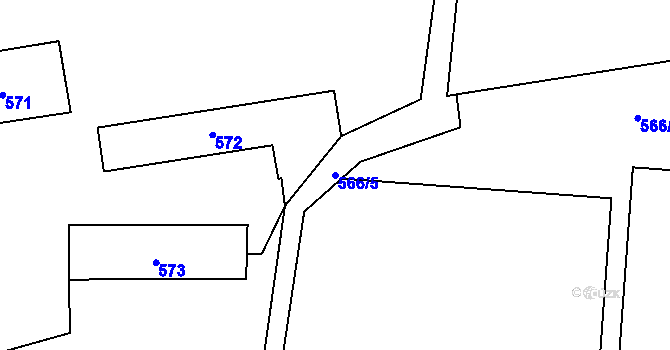 Parcela st. 566/5 v KÚ Veleslavín, Katastrální mapa