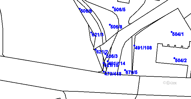 Parcela st. 621/2 v KÚ Veleslavín, Katastrální mapa