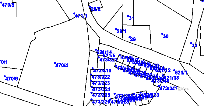 Parcela st. 621/5 v KÚ Veleslavín, Katastrální mapa