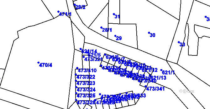 Parcela st. 621/6 v KÚ Veleslavín, Katastrální mapa