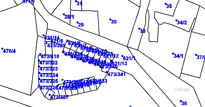 Parcela st. 621/12 v KÚ Veleslavín, Katastrální mapa