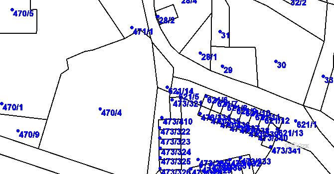 Parcela st. 621/14 v KÚ Veleslavín, Katastrální mapa