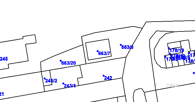 Parcela st. 663/7 v KÚ Veleslavín, Katastrální mapa