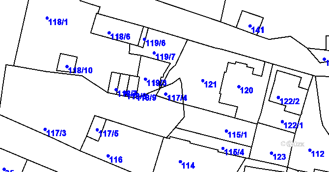 Parcela st. 119/5 v KÚ Veleslavín, Katastrální mapa