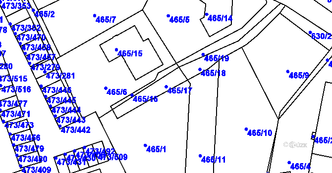 Parcela st. 465/17 v KÚ Veleslavín, Katastrální mapa