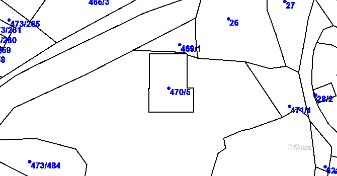 Parcela st. 470/5 v KÚ Veleslavín, Katastrální mapa
