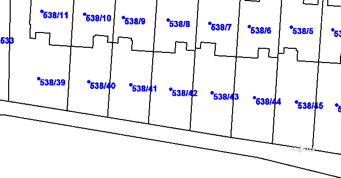 Parcela st. 538/42 v KÚ Veleslavín, Katastrální mapa
