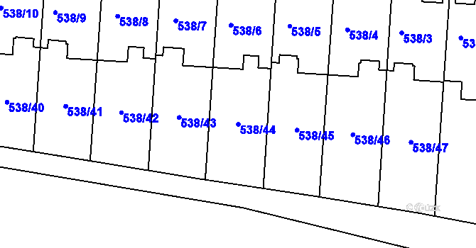 Parcela st. 538/44 v KÚ Veleslavín, Katastrální mapa
