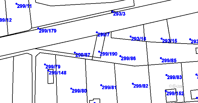 Parcela st. 299/190 v KÚ Veleslavín, Katastrální mapa